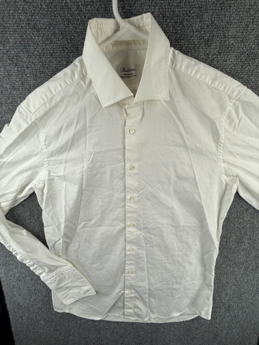 STENSTROMS Long Sleeve White Button Up Shirt Size 40 (15.75) Fitted Body Cotton